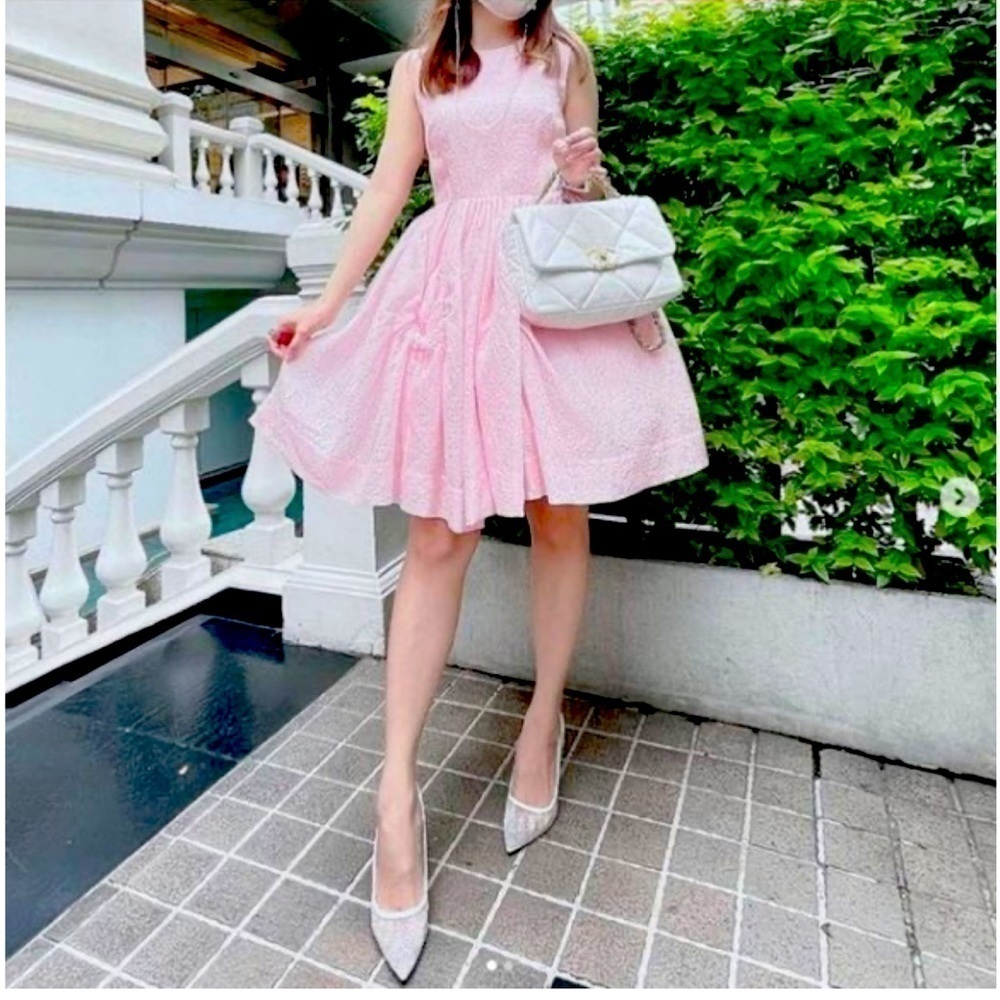 RARE Simone Rocha X H&M Pink Cloque dress Pockets Silk Tulle Size Small‌
